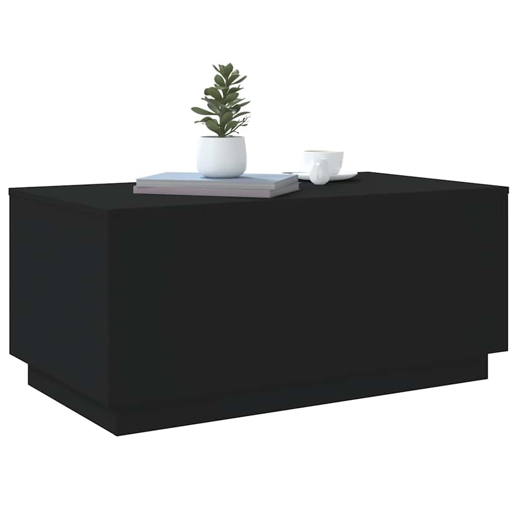 Tavolino da Soggiorno con Luci LED Nero 90x50x40 cm | homemem39