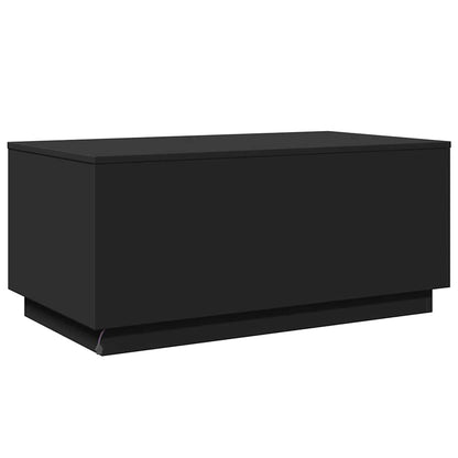 Tavolino da Soggiorno con Luci LED Nero 90x50x40 cm | homemem39