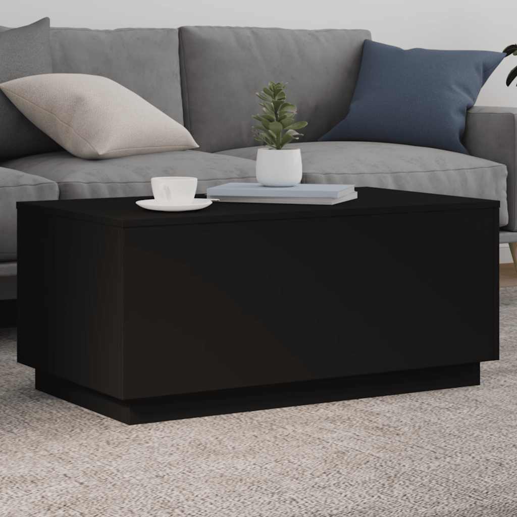 Tavolino da Soggiorno con Luci LED Nero 90x50x40 cm | homemem39