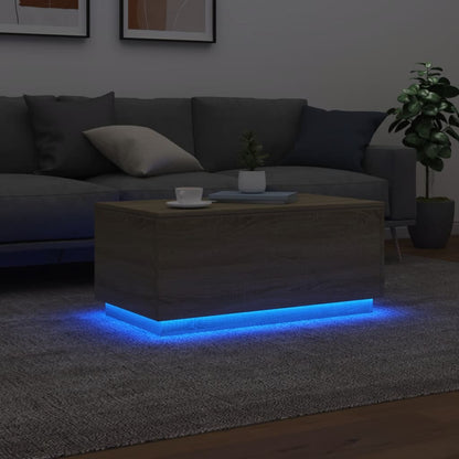 Tavolino da Soggiorno con Luci LED Rovere Sonoma 90x50x40 cm | homemem39