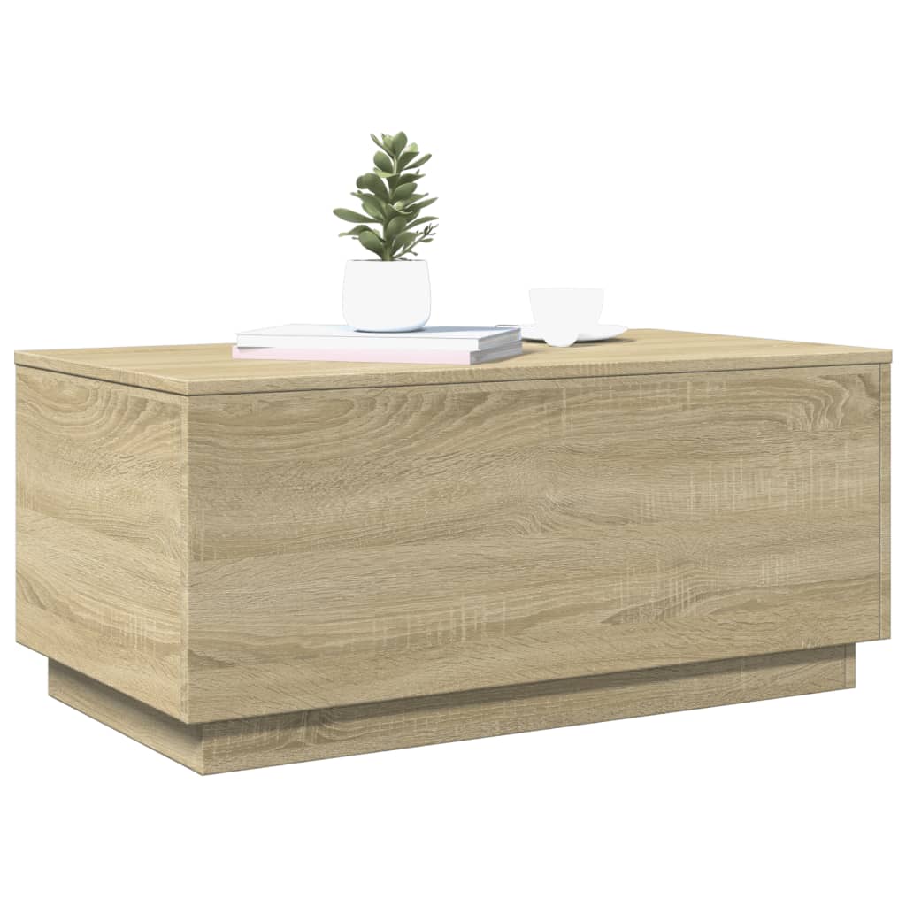 Tavolino da Soggiorno con Luci LED Rovere Sonoma 90x50x40 cm | homemem39