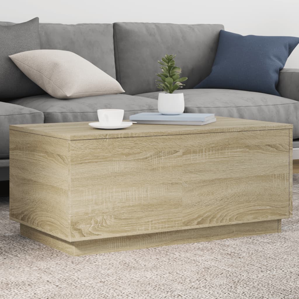 Tavolino da Soggiorno con Luci LED Rovere Sonoma 90x50x40 cm | homemem39