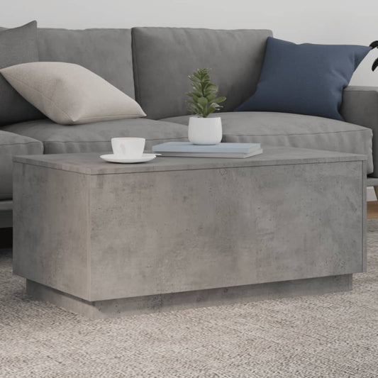 Tavolino da Soggiorno con Luci LED Grigio Cemento 90x50x40 cm | homemem39