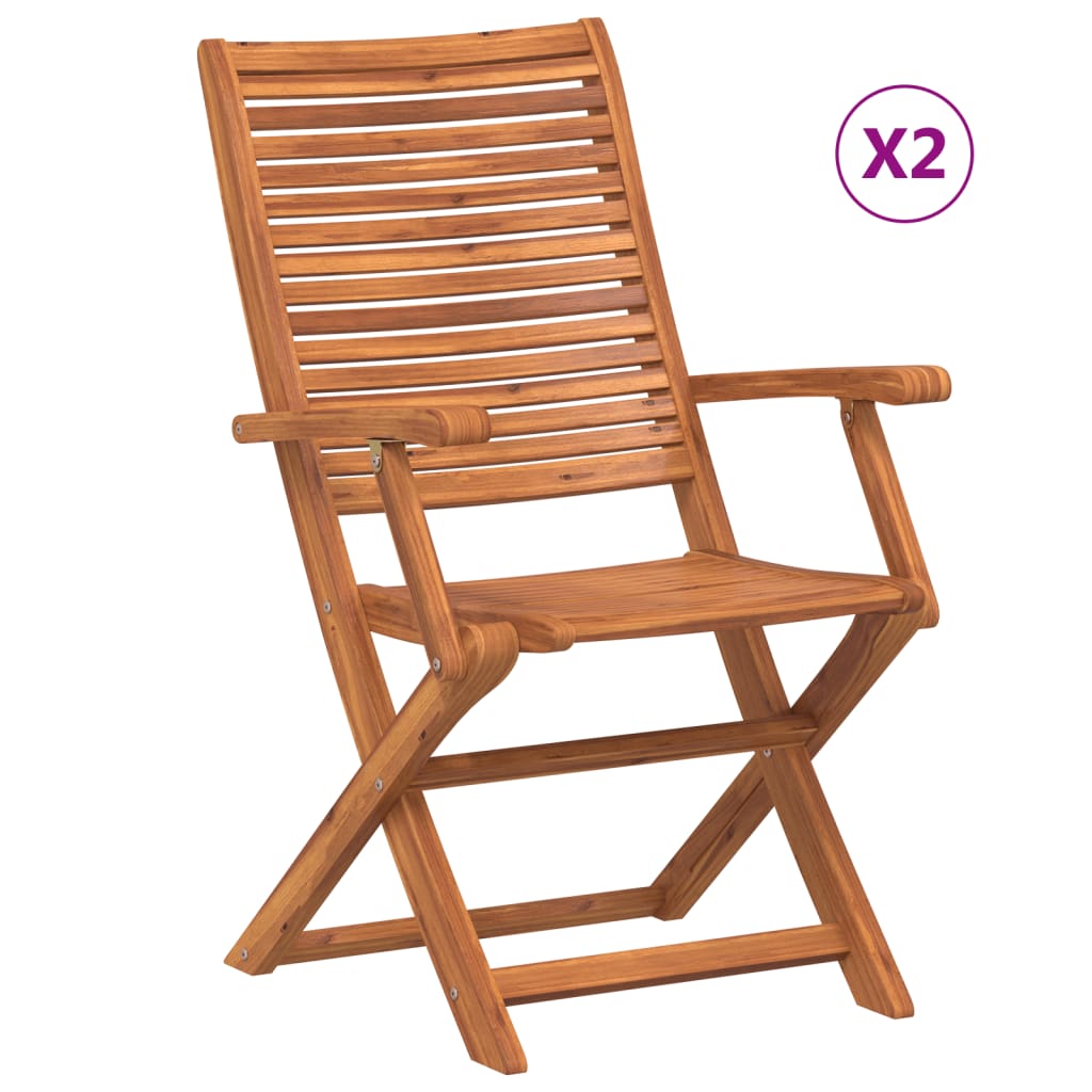 Sedie da Giardino Pieghevoli con Braccioli 2pz Massello Acacia | homemem39