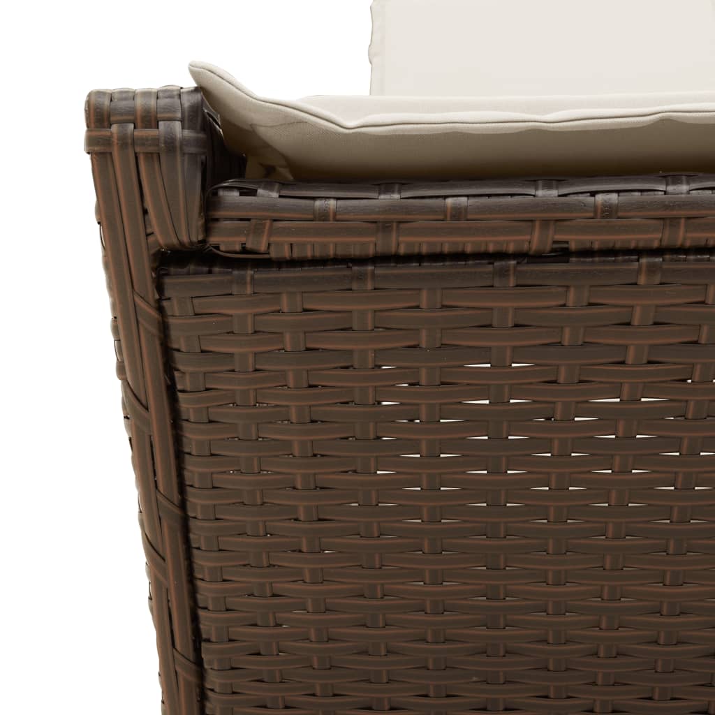 Lettino Prendisole con Cuscini Marrone in Polyrattan - homemem39