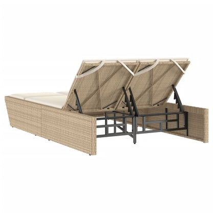 Lettino Prendisole con Cuscini Beige in Polyrattan - homemem39