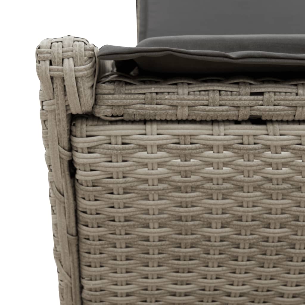 Lettino Prendisole Doppio con Cuscini Grigio Chiaro Polyrattan - homemem39