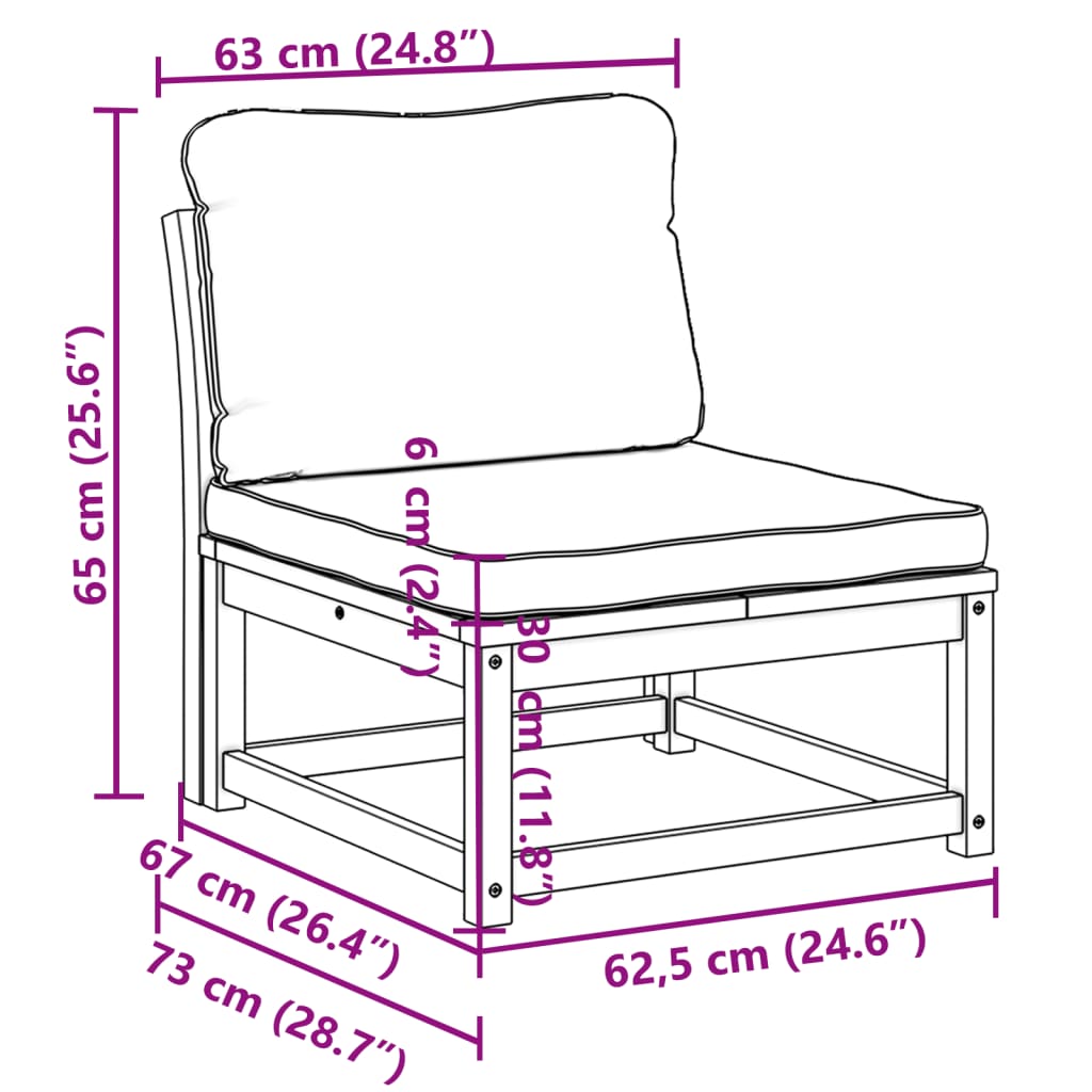 Divano da Giardino con Cuscini in Legno Massello Acacia - homemem39