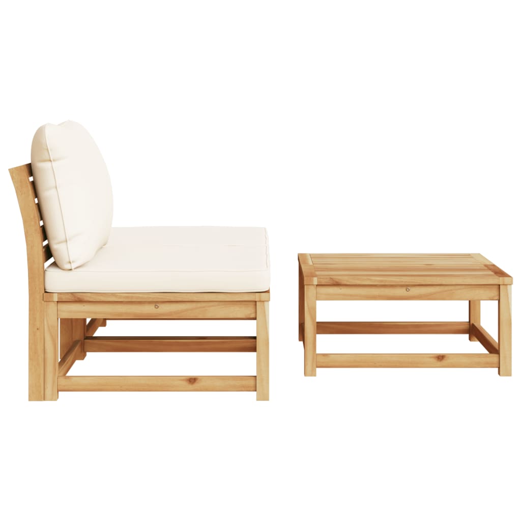 Set Mobili da Giardino 3pz con Cuscini Legno Massello di Acacia - homemem39