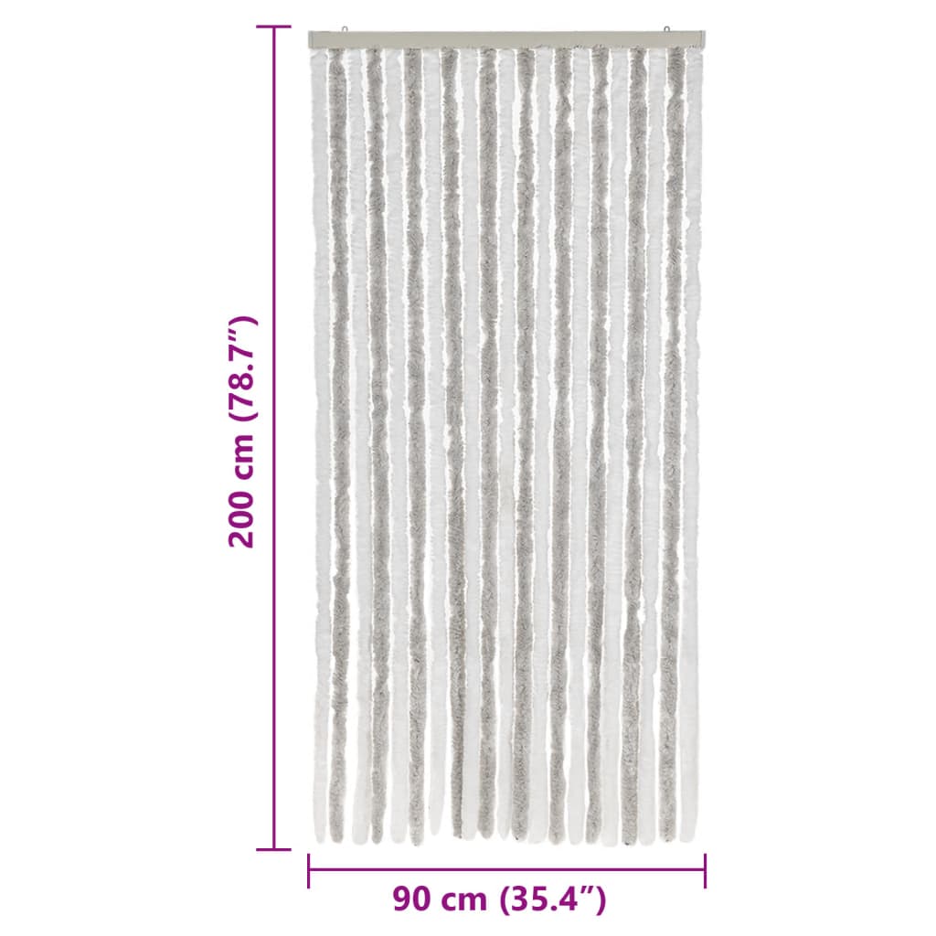 Tenda Antimosche Grigia Chiaro e Bianca 90x200 cm in Ciniglia - homemem39
