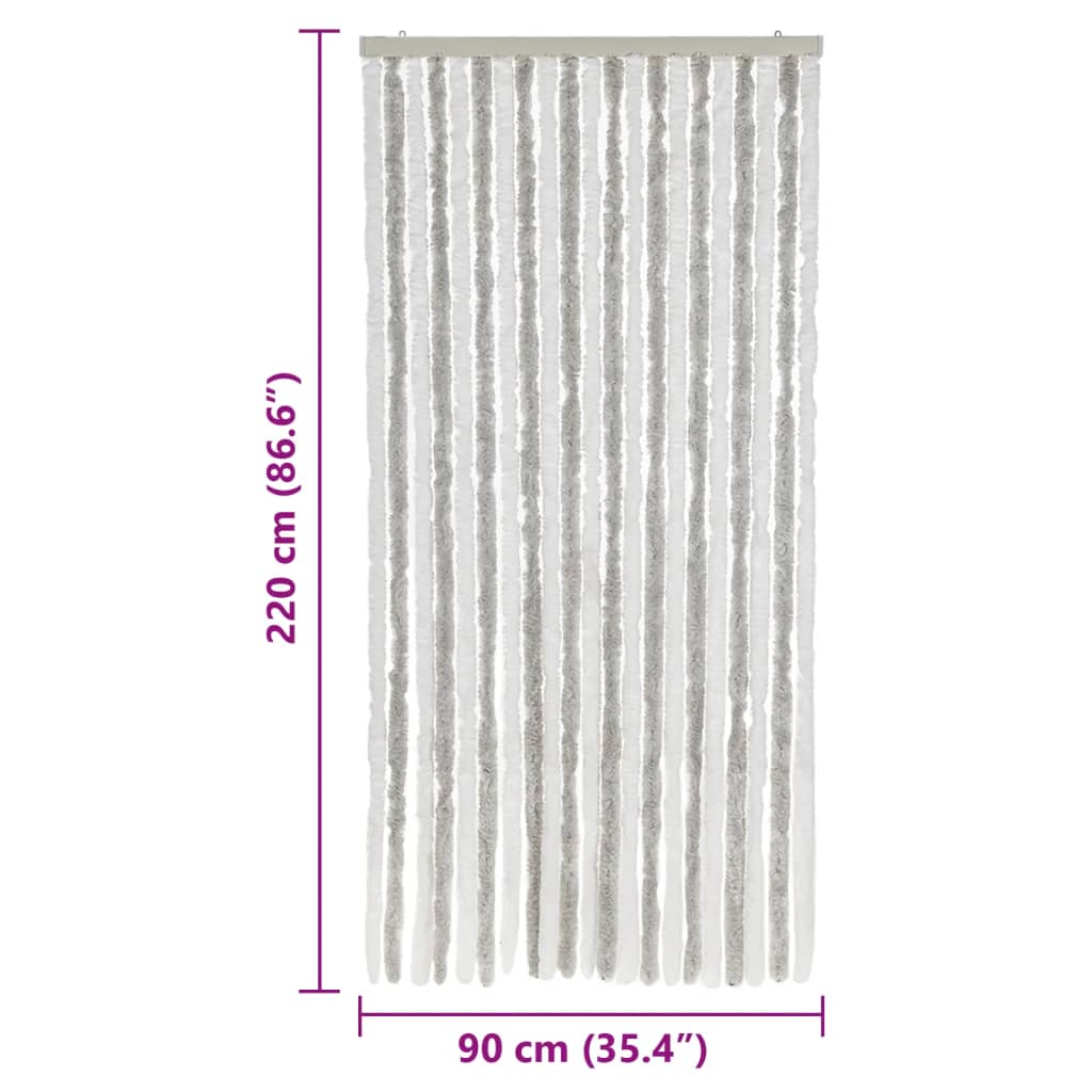 Tenda Antimosche Grigia Chiaro e Bianca 90x220 cm in Ciniglia - homemem39