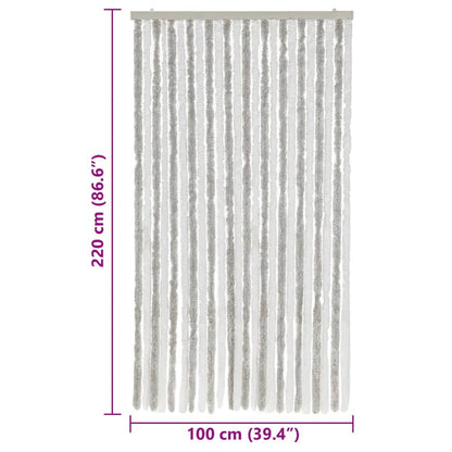 Tenda Antimosche Grigia Chiaro e Bianca 100x220 cm in Ciniglia - homemem39