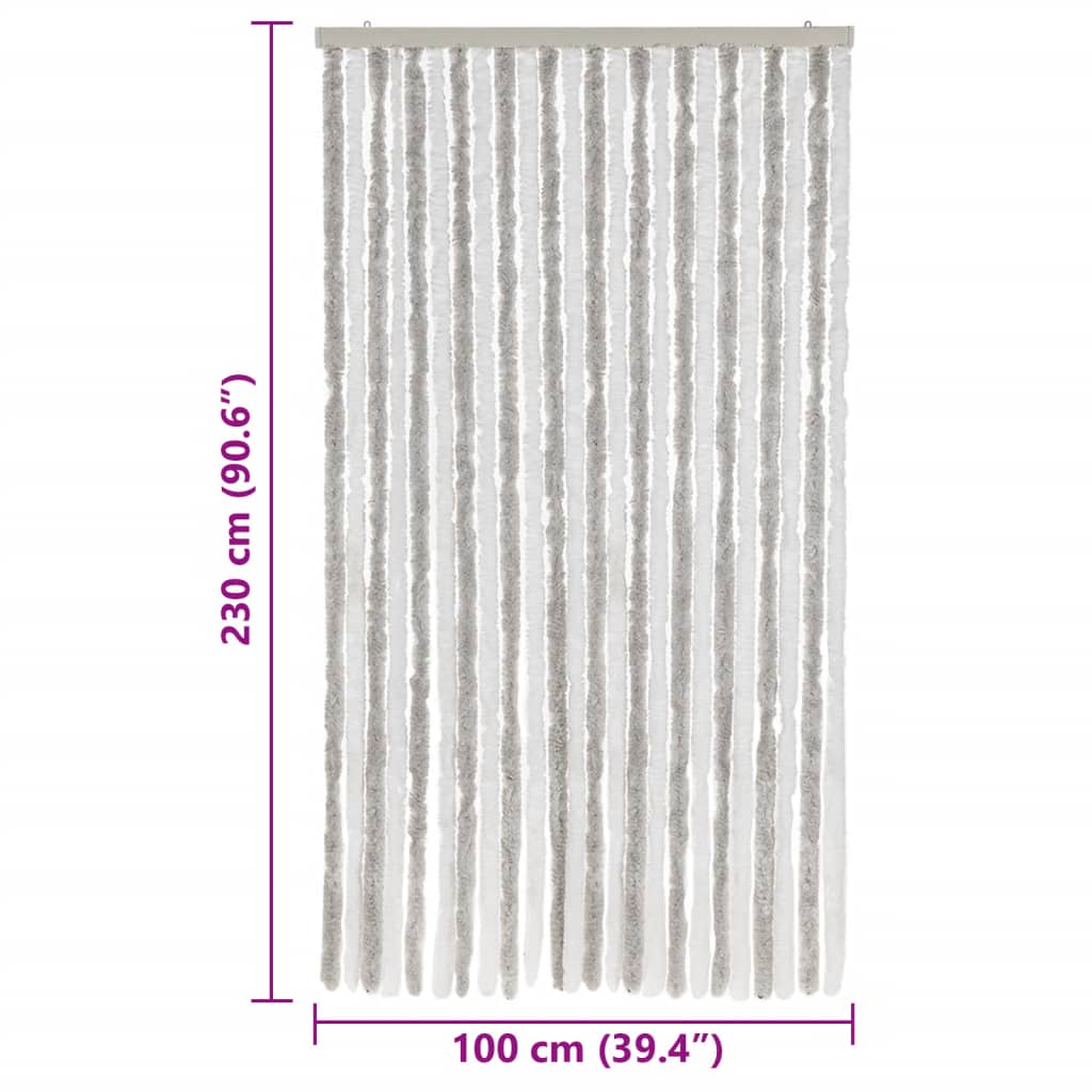 Tenda Antimosche Grigia Chiaro e Bianca 100x230 cm in Ciniglia - homemem39