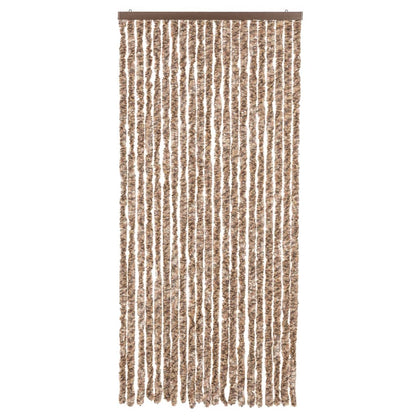 Beige and Dark Brown Fly Curtain 100x220 cm in Chenille