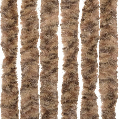 Beige and Dark Brown Fly Curtain 100x220 cm in Chenille