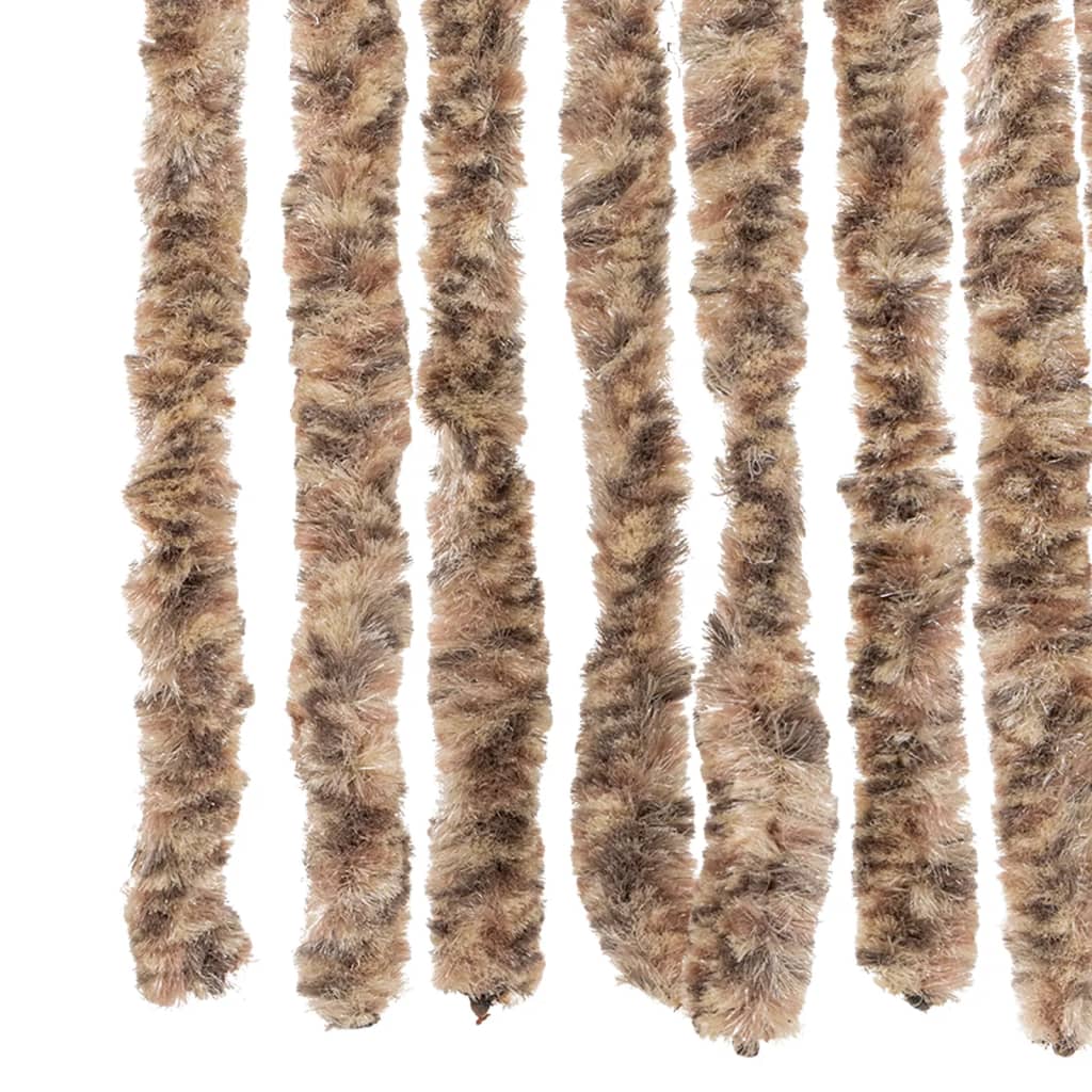 Beige and Dark Brown Fly Curtain 100x220 cm in Chenille