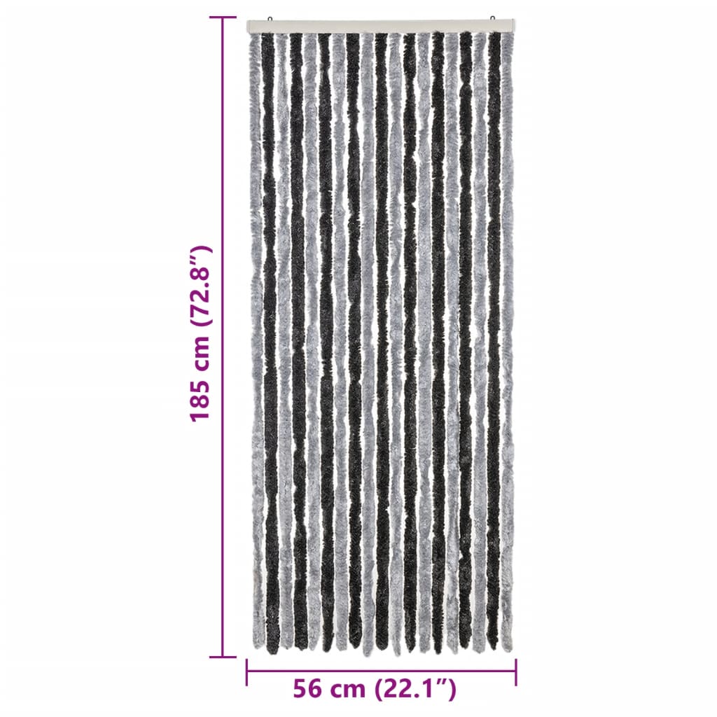 Tenda Antimosche Grigia e Nera 56x185 cm in Ciniglia - homemem39