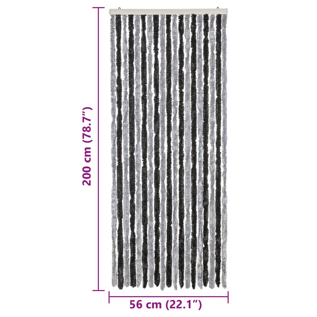 Tenda Antimosche Grigia e Nera 56x200 cm in Ciniglia - homemem39