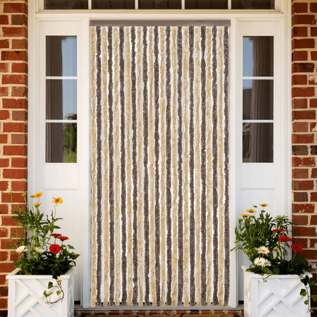 Tenda Antimosche Marrone Scuro e Beige 100x230 cm in Ciniglia - homemem39