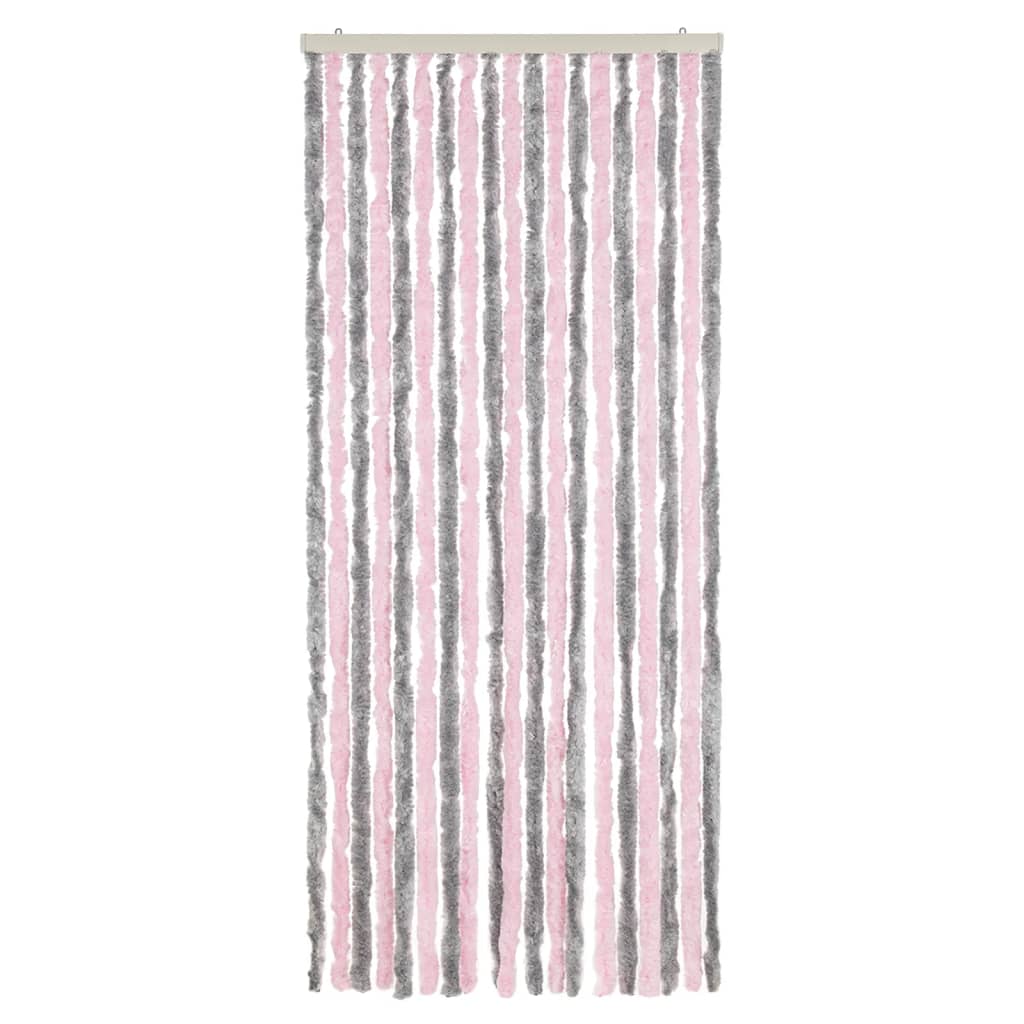 Tenda Antimosche Grigio Argento e Rosa 56x185 cm in Ciniglia - homemem39