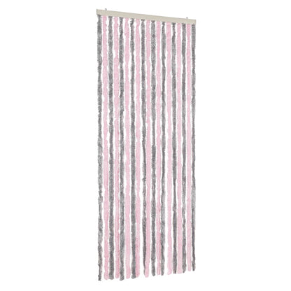 Tenda Antimosche Grigio Argento e Rosa 56x200 cm in Ciniglia