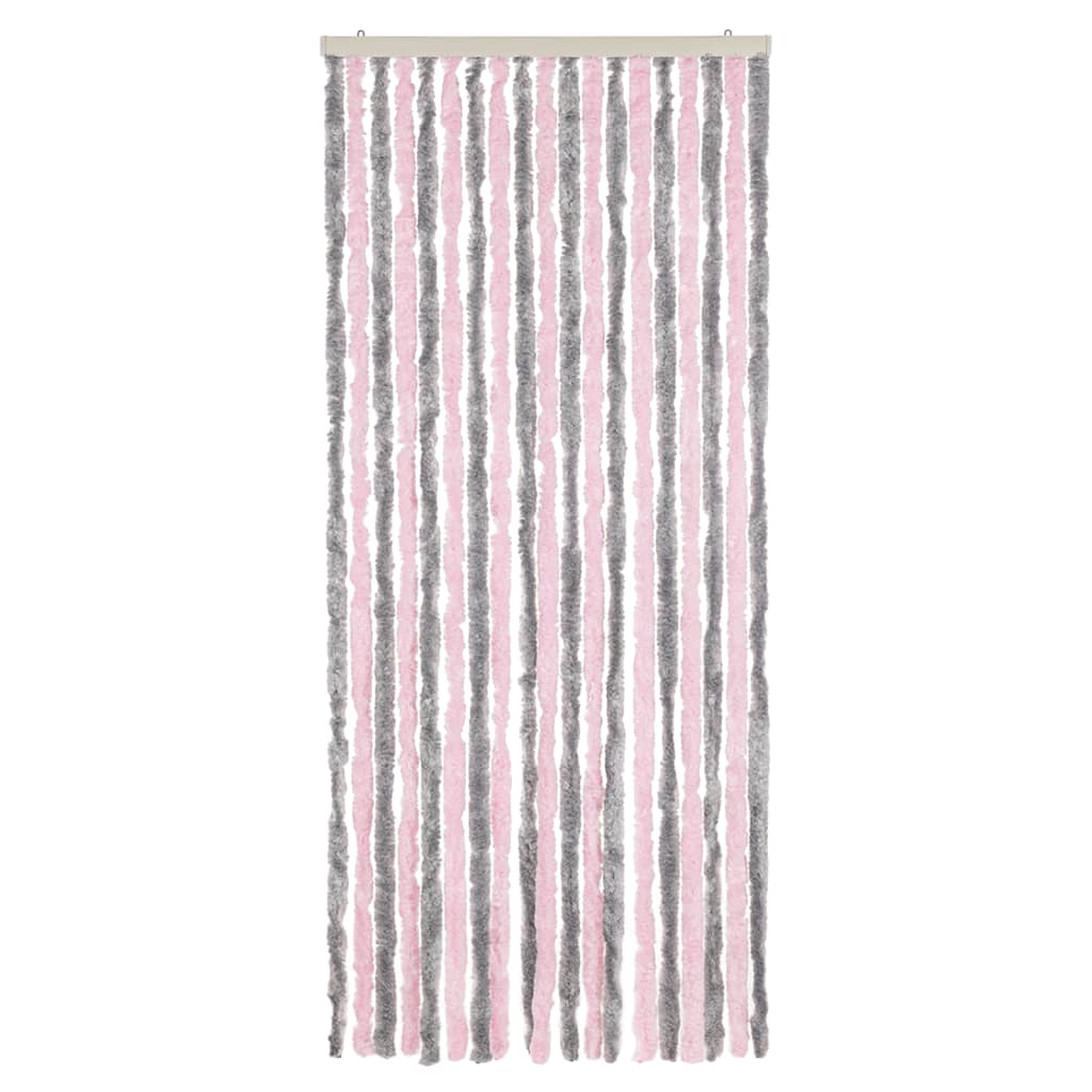 Tenda Antimosche Grigio Argento e Rosa 56x200 cm in Ciniglia