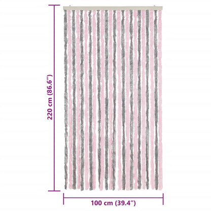Tenda Antimosche Grigio Argento e Rosa 100x220 cm in Ciniglia - homemem39