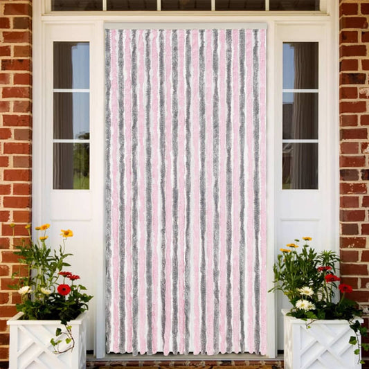 Tenda Antimosche Grigio Argento e Rosa 100x220 cm in Ciniglia - homemem39