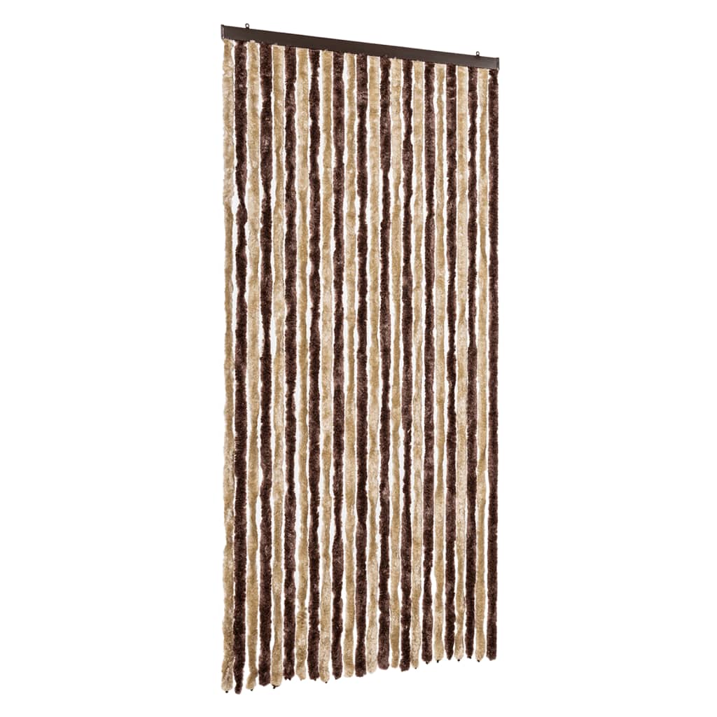 Tenda Antimosche Beige e Marrone Chiaro 100x200 cm in Ciniglia