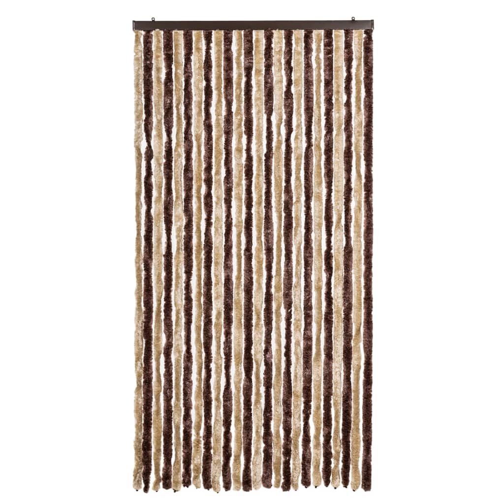 Tenda Antimosche Beige e Marrone Chiaro 100x200 cm in Ciniglia