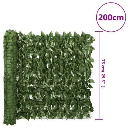 Paravento da Balcone con Foglie Verde Scuro 200x75 cm | homemem39
