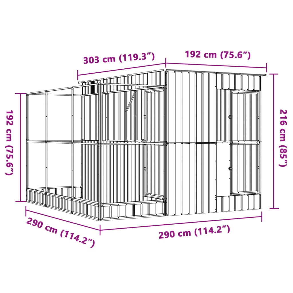 Voliera con Estensione Argento 290x303x216 cm Acciaio | homemem39