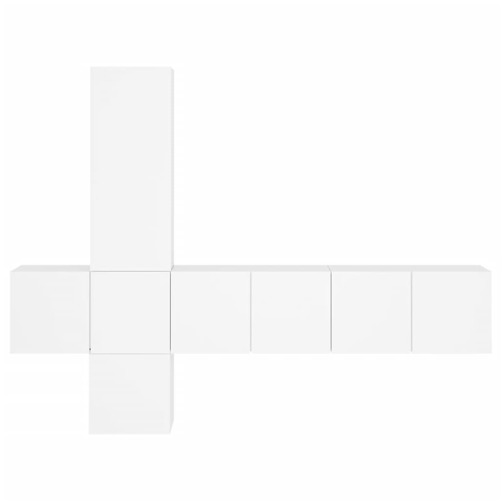 Mobili TV a Muro 5pz Bianchi in Legno Multistrato