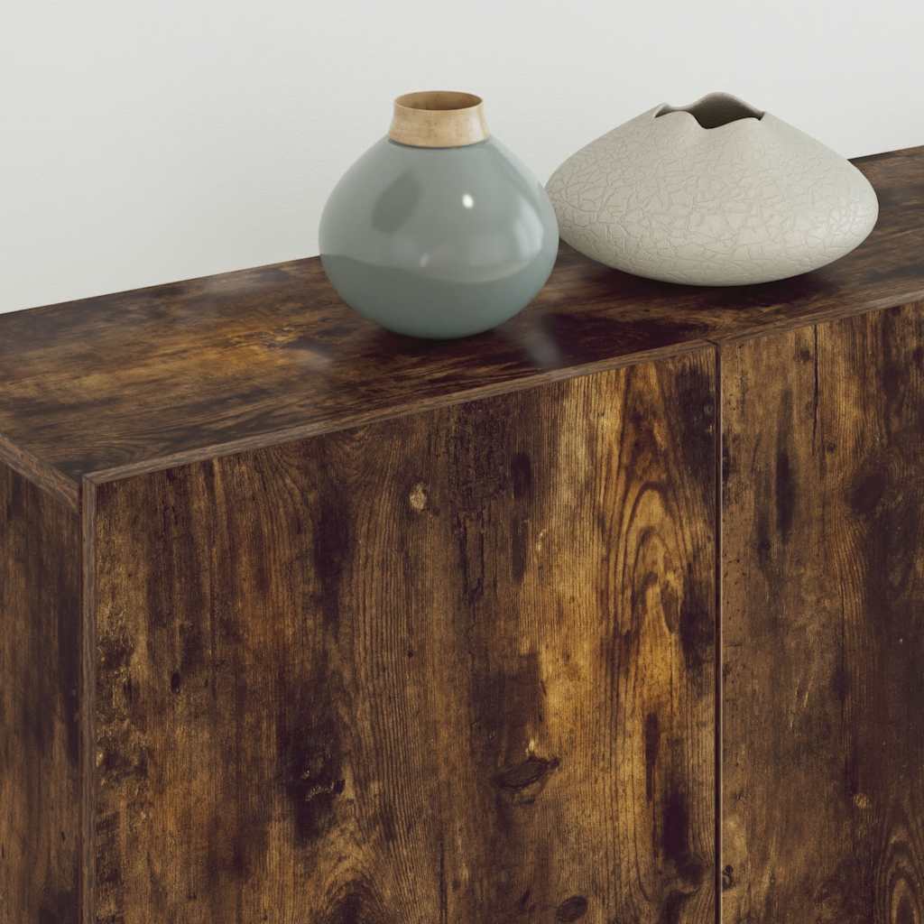 Mobili TV a Muro 5pz Rovere Fumo in Legno Multistrato