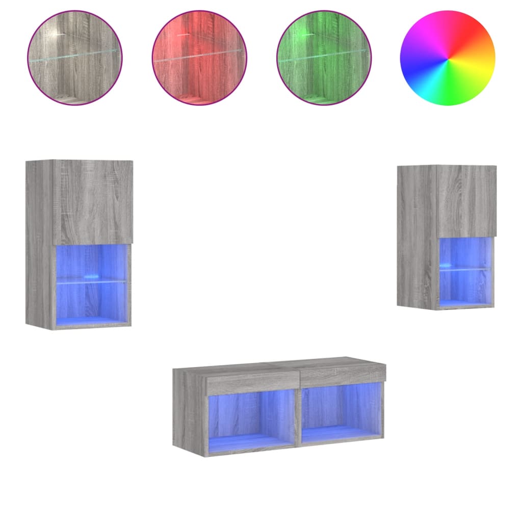 Mobili TV a Muro 4pz con Luci LED