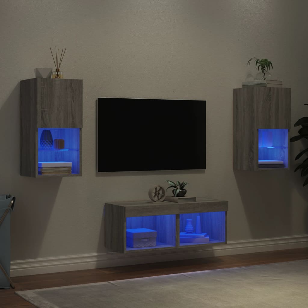 Mobili TV a Muro 4pz con Luci LED