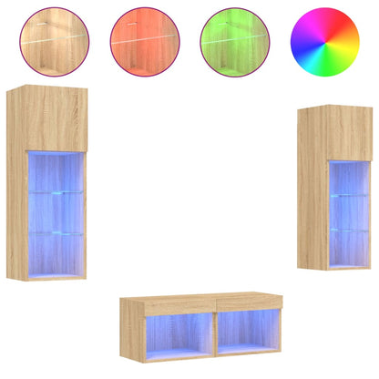 Mobili TV a Muro 4pz con Luci LED