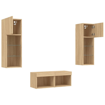 Mobili TV a Muro 4pz con Luci LED