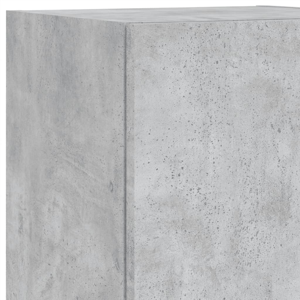 Mobili TV a Muro con LED 5pz Grigio Cemento Legno Multistrato