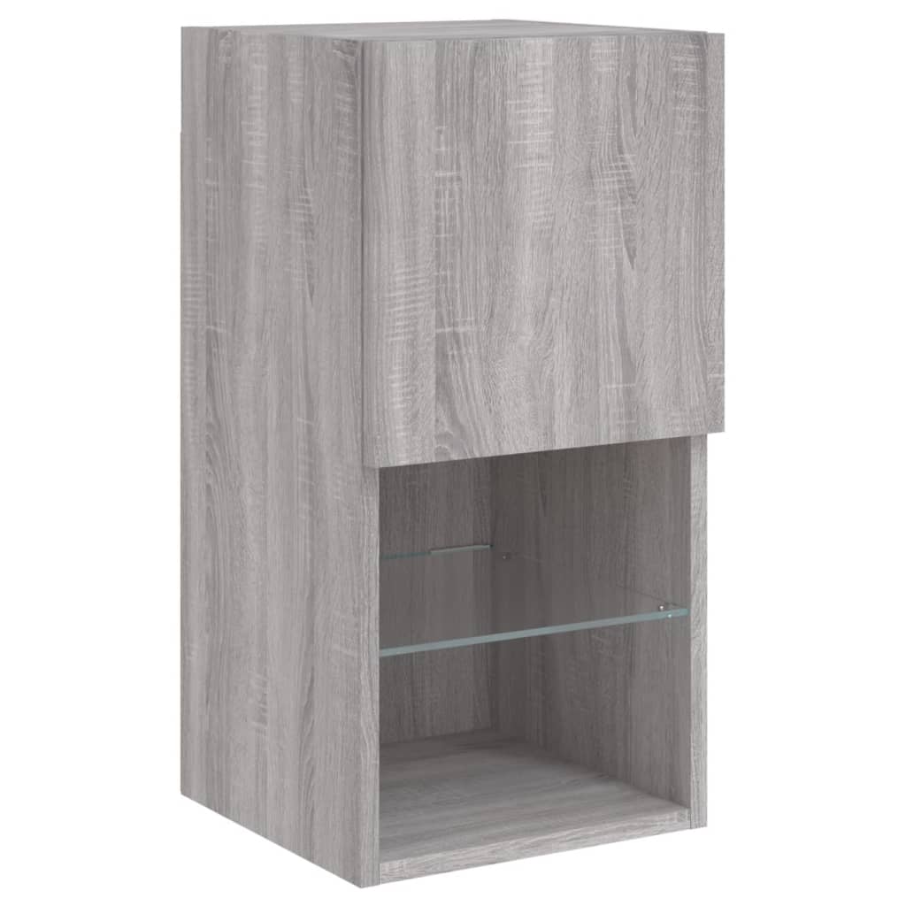 Mobili TV a Muro con LED 6pz Grigio Sonoma Legno Multistrato