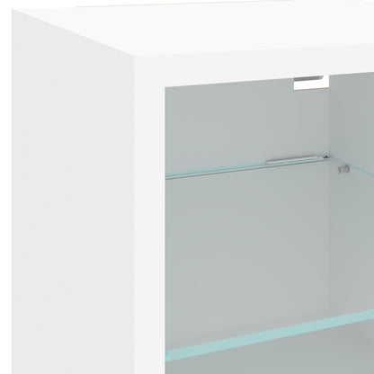 Mobili TV a Muro con LED 6pz Bianchi in Legno Multistrato