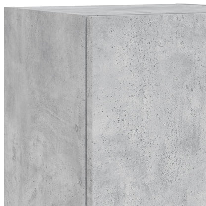 Mobili TV a Muro con LED 4pz Grigio Cemento Legno Multistrato