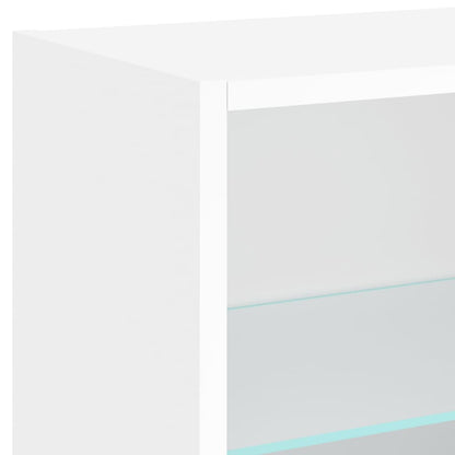 Mobili TV a Muro con LED 5pz Bianchi in Legno Multistrato