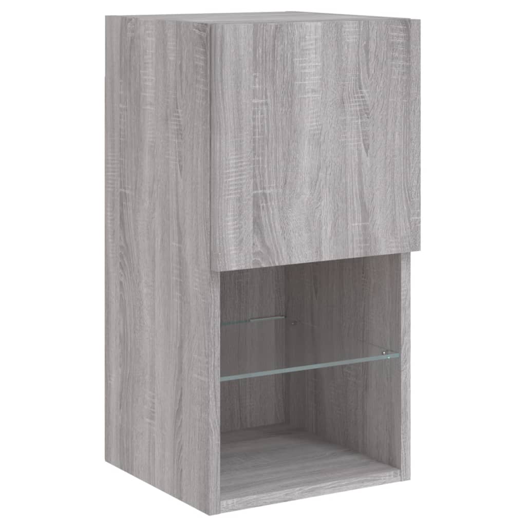 Mobili TV a Muro con LED 6pz Grigio Sonoma Legno Multistrato | homemem39
