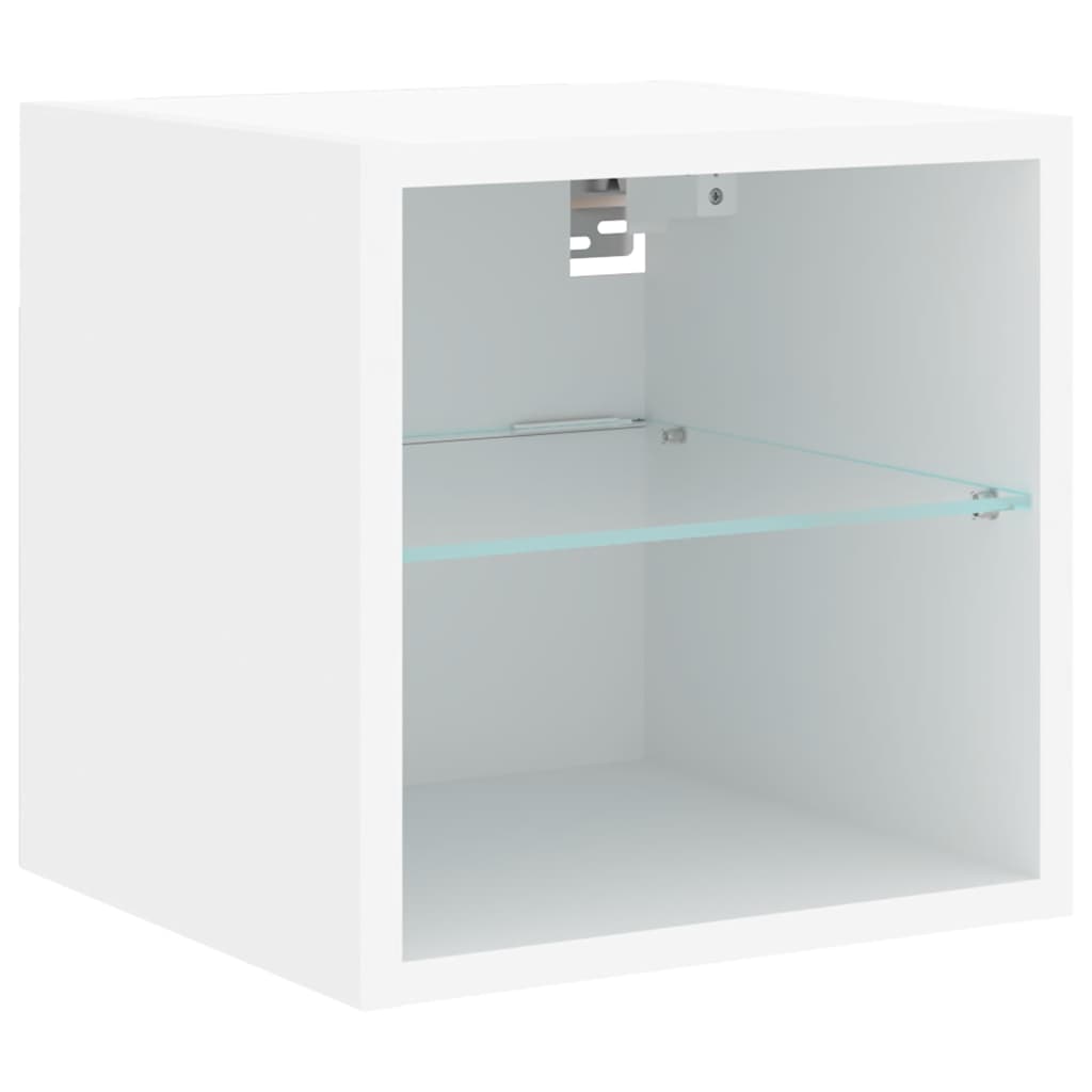 Mobili TV a Muro con LED 4pz Bianchi in Legno Multistrato | homemem39