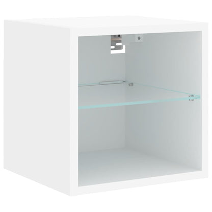Mobili TV a Muro con LED 4pz Bianchi in Legno Multistrato | homemem39
