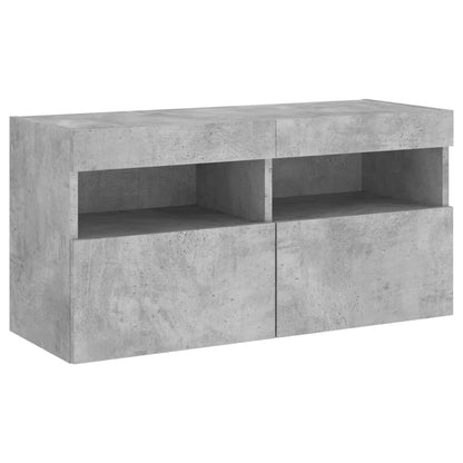 Mobili TV a Muro con LED 4pz Grigio Cemento Legno Multistrato | homemem39