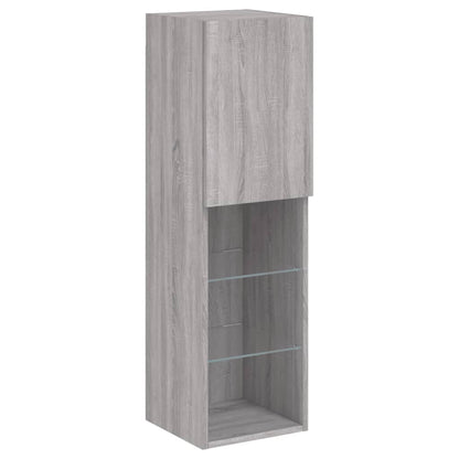 Mobili TV a Muro con LED 4pz Grigio Sonoma in Legno Multistrato | homemem39