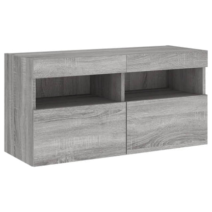 Mobili TV a Muro con LED 4pz Grigio Sonoma in Legno Multistrato | homemem39