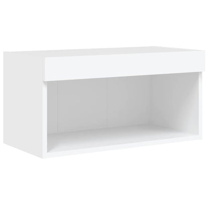 Mobili TV a Muro con LED 5pz Bianchi in Legno Multistrato | homemem39